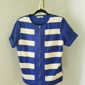 MaxMara lightweight short sleeve zip up Ponte top